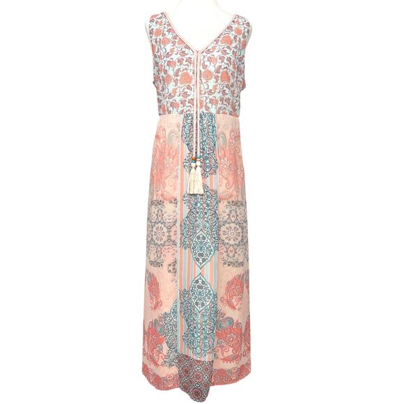 Soft Surroundings Guadalupe Tassel Floral Paisley Chiffon Maxi Dress SZ XL - Picture 3 of 10